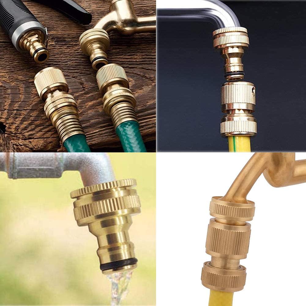 DRELD Brass Hose Tap Connector 1/2 Inch to 3/4 Inch, Brass Garden Hose