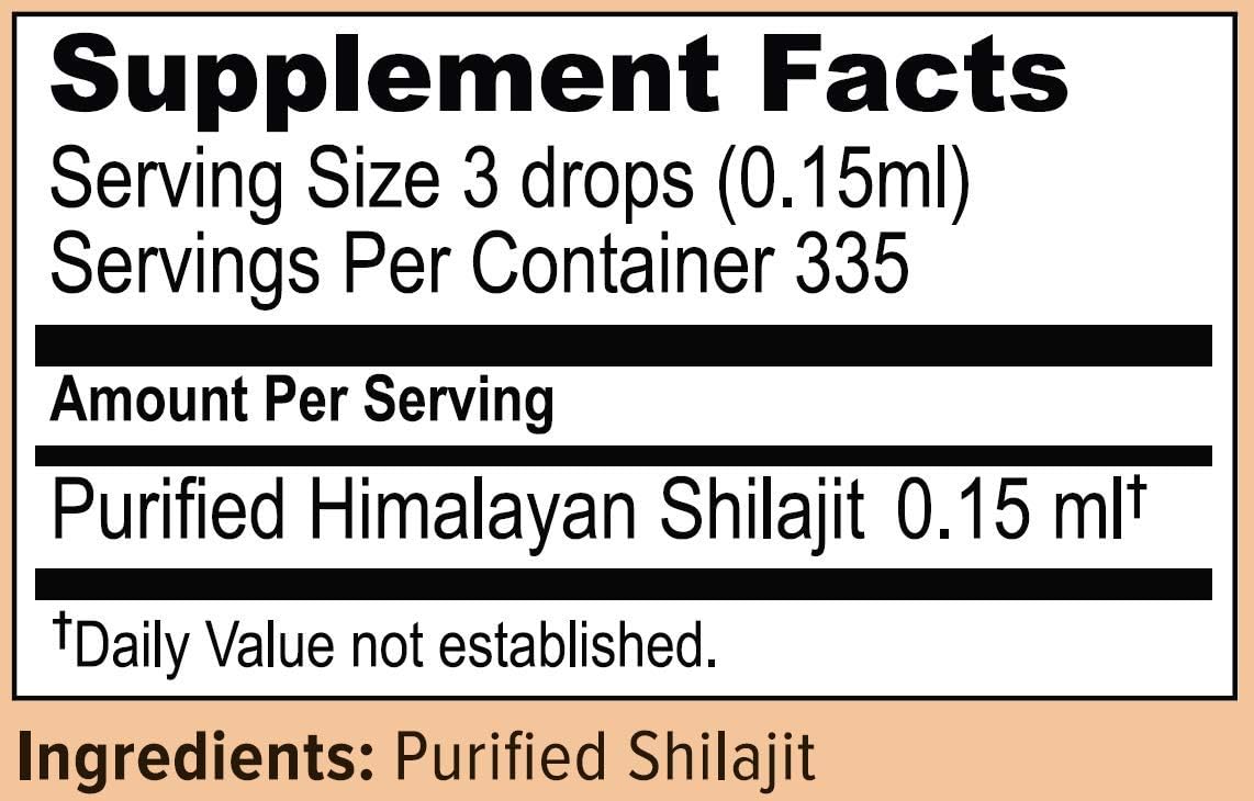 Pure Himalayan Shilajit, Liquid Drops, 50ml /335 Servings, Natural Trace Minerals & Fulvic Acid Complex: Health & Personal Care