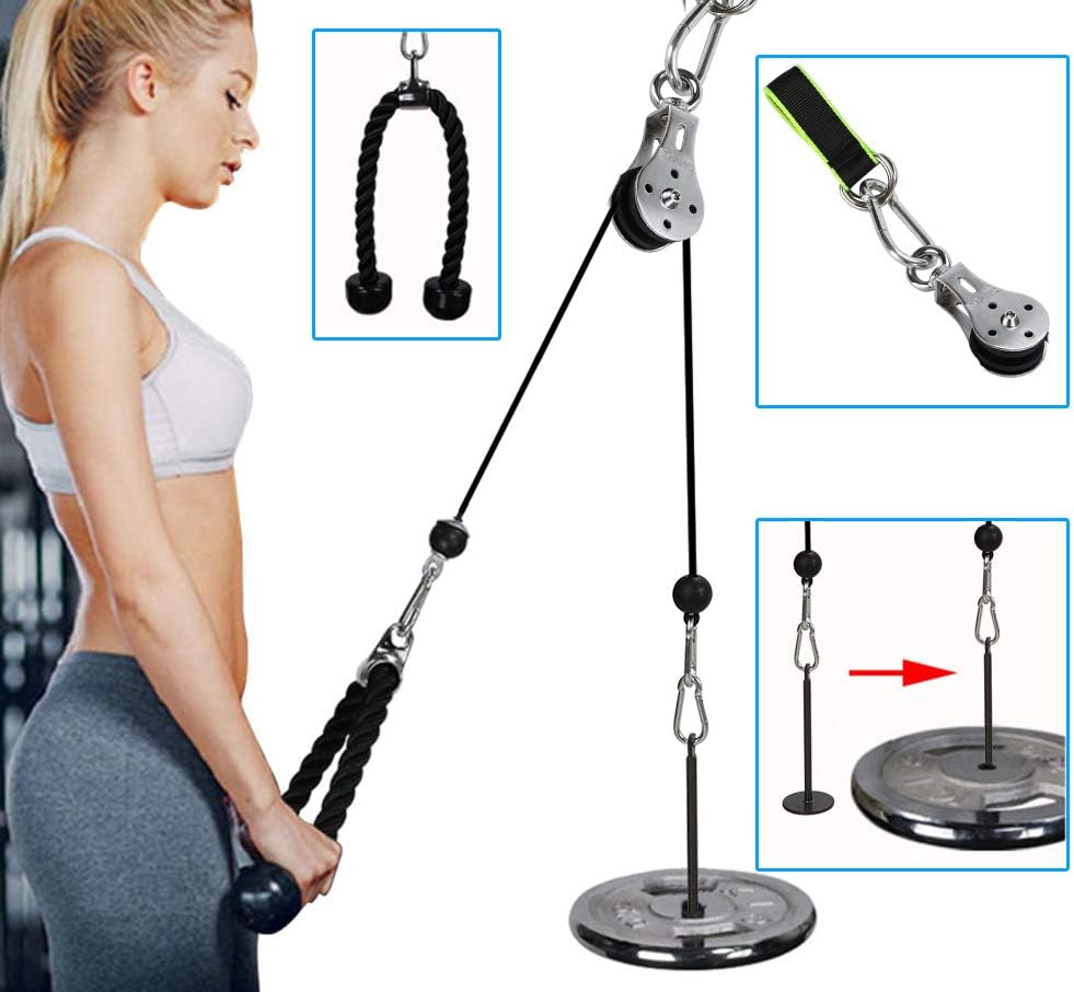 Forearm Wrist Roller Trainer Arm Strength Training Rope Cable Pulley