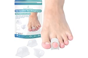 Byehambuni Hammer Toe Straightener, 6 Pack Hammer Toe Corrector for Women, Gel Toe Splints, for Curled, Crooked, Bent, Claw, Hammertoes, for Women and Men, 3 Different Sizes (Clear)