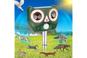 DEFENDY New Solar Powered Ultrasonic Animal Repellent, Ultrasonic Animal Repeller Outdoor, Waterproof Cat Deterrent Outdoor Dog Repellent, Animal Deterrent Devices Repel Foxes, Rabbits, Raccoons, Deer, Skunk