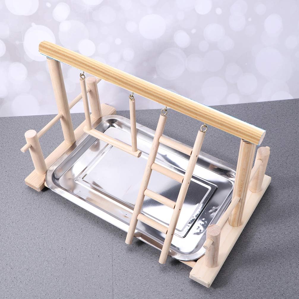 Balacoo Parrot Playstand Bird Play Stand Cockatiel Playground Wood Perch Gym Playpen Ladder Swing Toys Exercise Play Hamster Cage Toy - Image 5