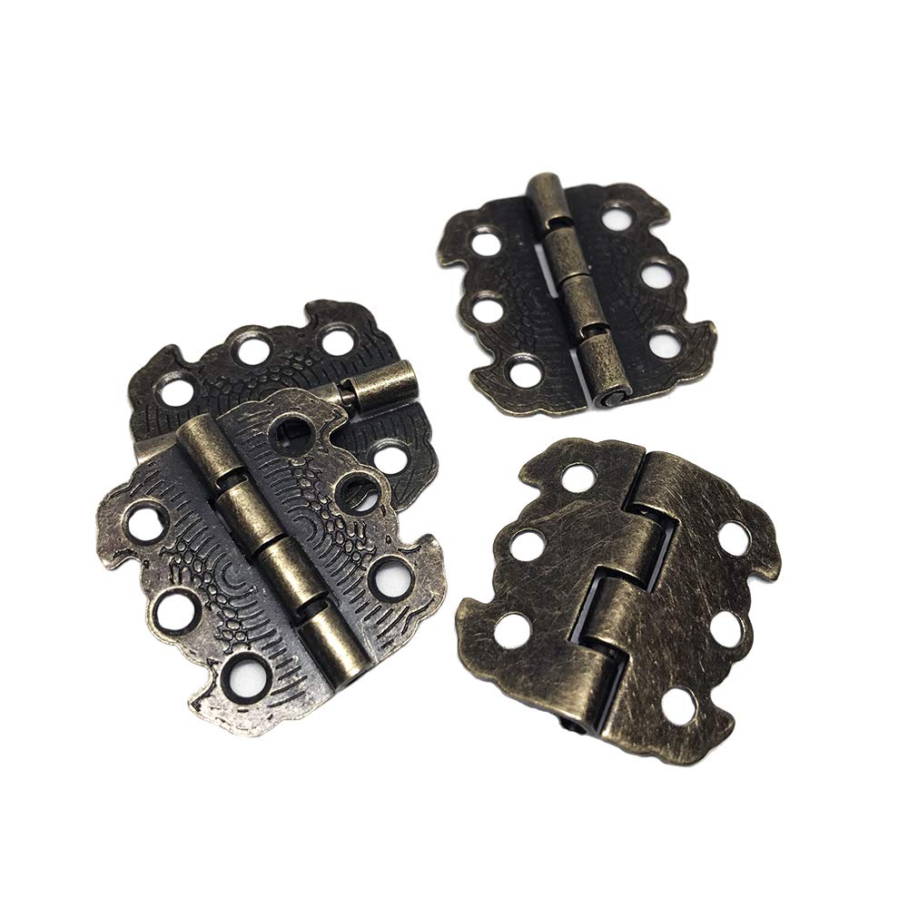 Bronce 29x 27mm Juland 20 Piezas Mini bisagras de diseños grabados