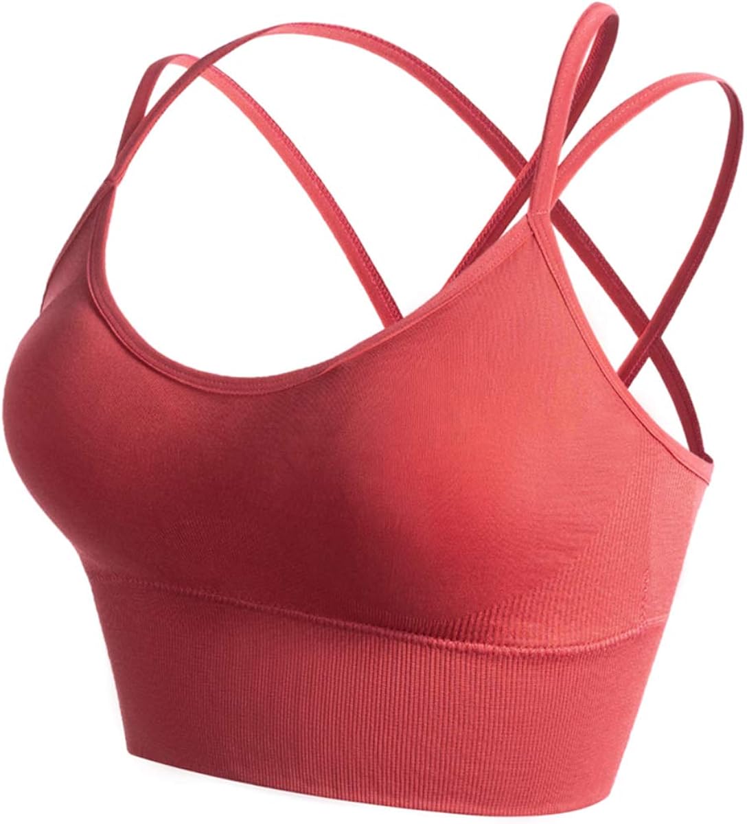 LHChan SportBHs für Frauen, überkreuzte Träger, gepolsterter YogaBH