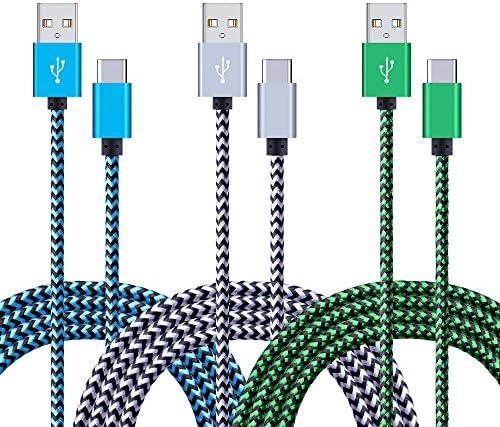 Samsung S9 Charger, USB Type C Cable NonoUV 3Pack 6FT USB Type C 2 Amp Adaptive Fast Charging Cable Braided Cord for Galaxy S9, S9 Plus,S8, S8 Plus LG G5 G6 V30, HTC 10, Nexus 5X/6P, Google Pixel XL