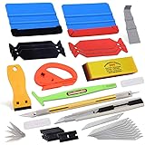 Vehicle Window Tint Film Install Vinyl Wrap Tool Kit includes Felt Squeegee, PPF Scraper, Safety Cutter, Air Release Pin, Uti
