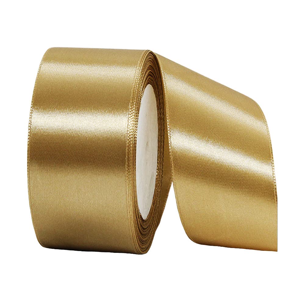 40mm Wide Thick Champagne Gold Ribbon for Gift Wrapping,22m 1.5Inch Large Fabric Satin Ribbon Gold Bow for Gift Wrapping,Ribbons for Crafting,Bouquets,Wedding Car,Presents,Cake,Christmas Decorations