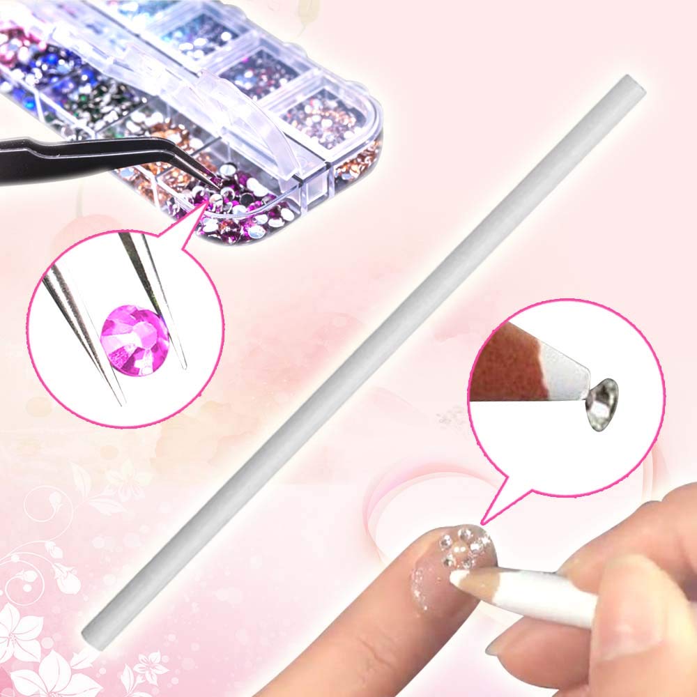 6400pcs Nail Art Rhinestones Nail Crystal Gems Nail Diamonds, Gold Silver Nail Art Studs Colorful Nail Sequins & Rhinestones for Nails Kit with Tweezers and Wax Pen for Nail Art Supplies Accessories: Beauty