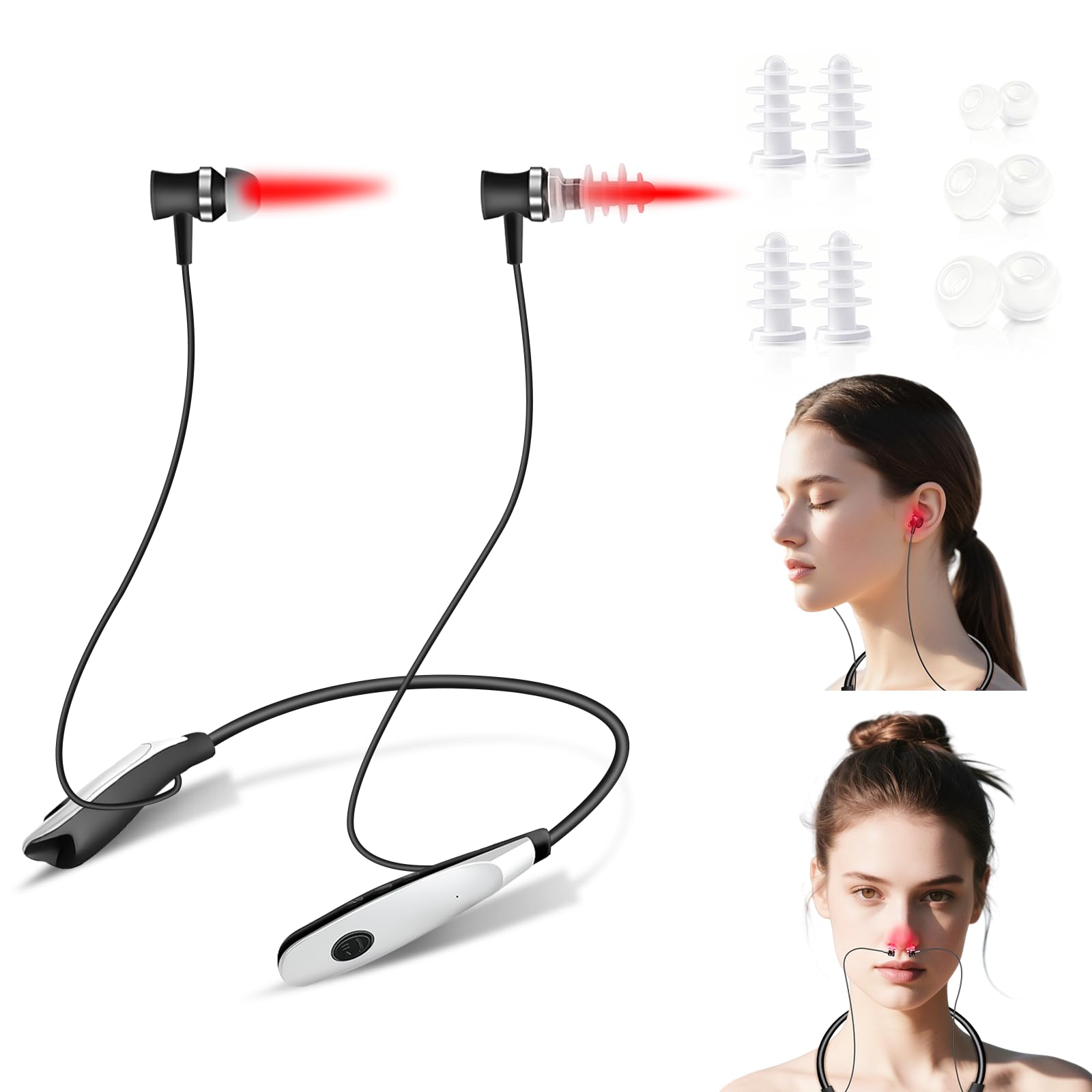 Photo 1 of Red Light Therapy for Nose & Ears, 2-in-1 Infrared Nasal Therapy Device, Red Light Therapy for Ear Relief, Portable Light-weight Soothing Device with Neck-Hanging Design, Auto Timer, Rechargeable