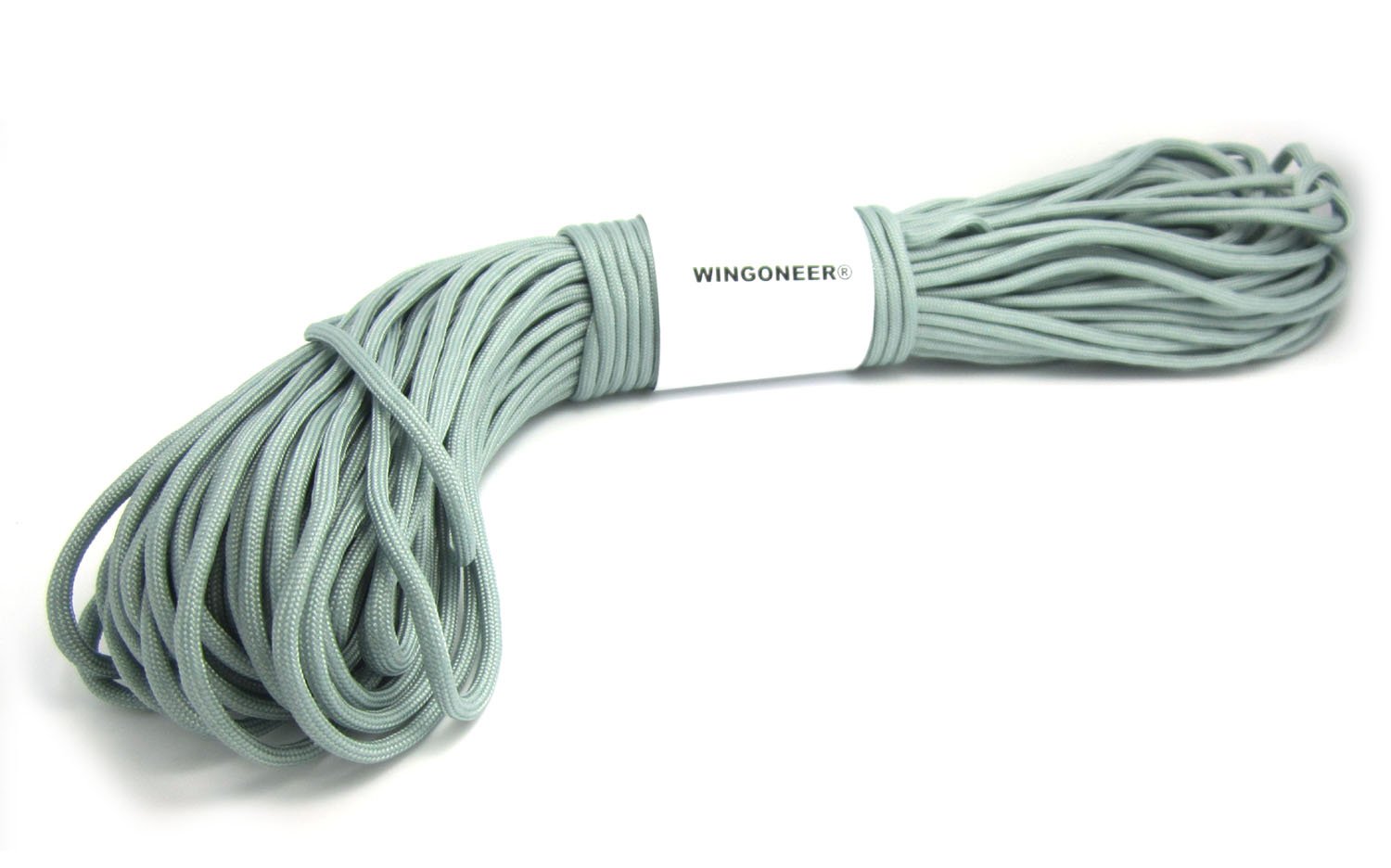 WINGONEER® 550 Paracord Mil Spec Type III 7 strand parachute cord Silver Grey 100 feet