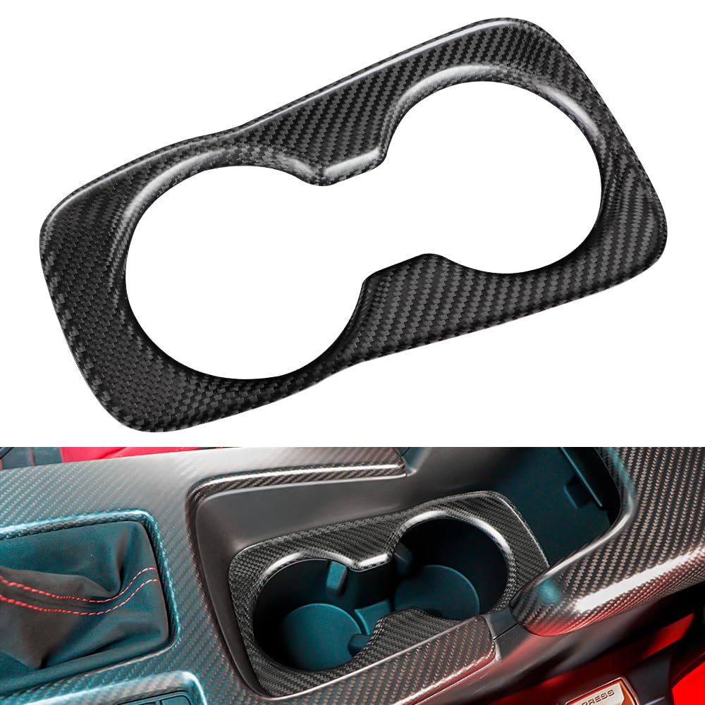 Photo 1 of JSWAN Carbon Fiber Front Cup Holder Cover for 11th Gen Civic Type r FL5 Typer Center Console Water Cup Slot Frame Cover Cup Sink Panel Cover Interior Accessories (Matte Black)