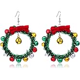 Christmas Earrings-Xmas Holiday Dangle Earrings for Women Christmas Tree Snowflake Bow Bells Earrings Christmas Accessory