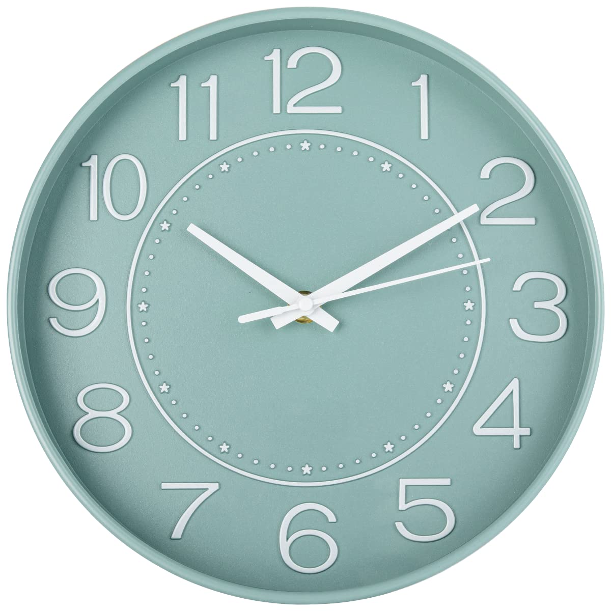 HZDHCLH Wall Clock 10 Inch Silent Non Ticking Clock Round Wall Decor，Wall Clocks for Living Room Kitchen Office (Green-white)