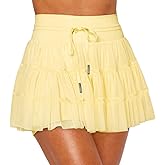 TYHOTULY Women Athletic Tennis Mini Skorts with Pockets Flowy Ruffle Tiered Short Skirt Preppy Summer Cute Pleated Skirts
