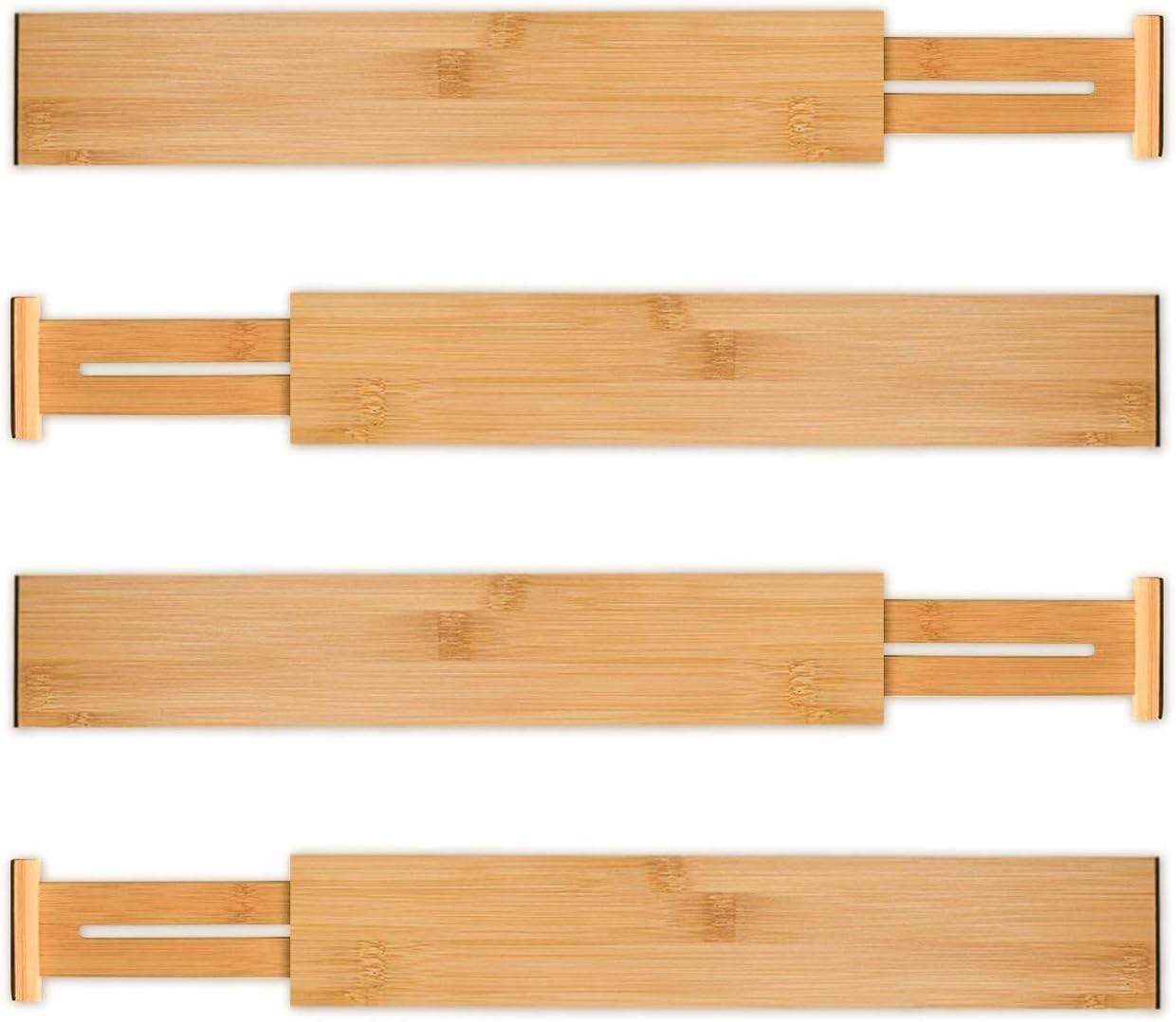 Utoplike 4 pcs Bamboo Kitchen Drawer Dividers(12.25-17.25IN),Adjustable Drawer Organizers,Spring Loaded,Works in Kitchen,Dresser,Bathroom,Bedroom,Baby Drawer,Desk: Home & Kitchen