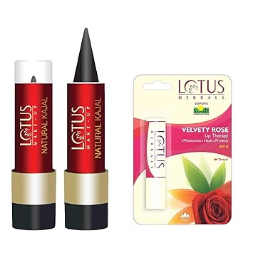 Lotus Makeup: Natural Kajal with LIP THERAPY Velvety Rose