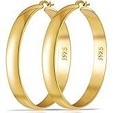 DORANA 8mm Thick 925 Sterling Silver Hoops Earrings for Women 14K Real Gold Large Hoop Earrings Hypoallergenic and Lightweight Big Hoop Earrings for Women 20/30/40/50/60/70MM