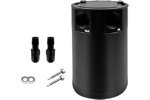 LYHLYA Compact Oil Catch Can Baffled 2 Port Oil Catch Tank Kit Universal Oil Separator Reservoir Tank