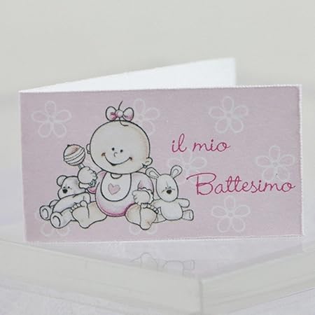 Il Villaggio Degli Sposi Bigliettini Bomboniera Battesimo Bimba Amazon It Casa E Cucina
