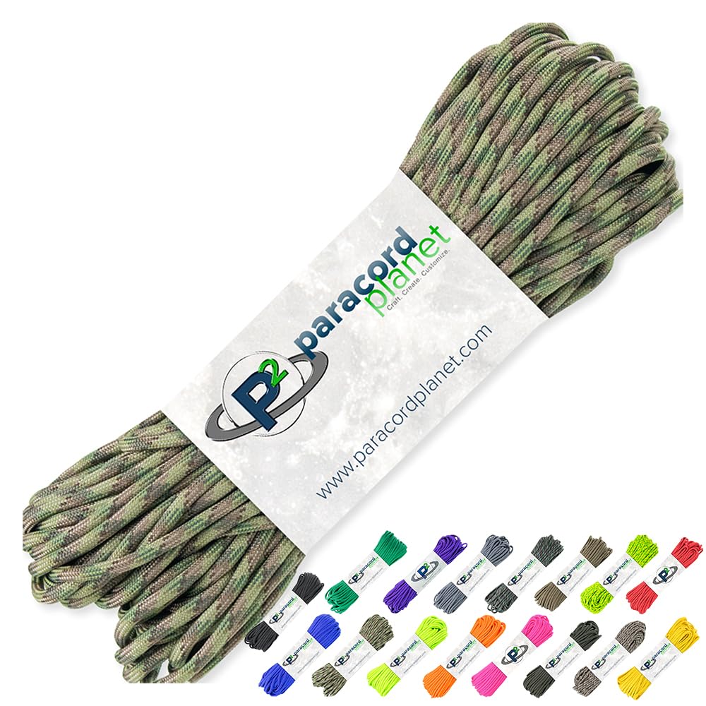 PARACORD PLANET 100 Feet Hanks Parachute 550 Cord Type III 7 Strand Paracord Multi Camo
