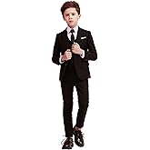 Toddler Kids Boys Suits 5 Piece Set Slim Fit,Blazer Vest Pants Shirt Tie Black Size 6