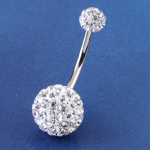 JSDDE Piercing nombril en cristal transparent par BodyTrend 1.6mm boule cristal 5mm/10mm