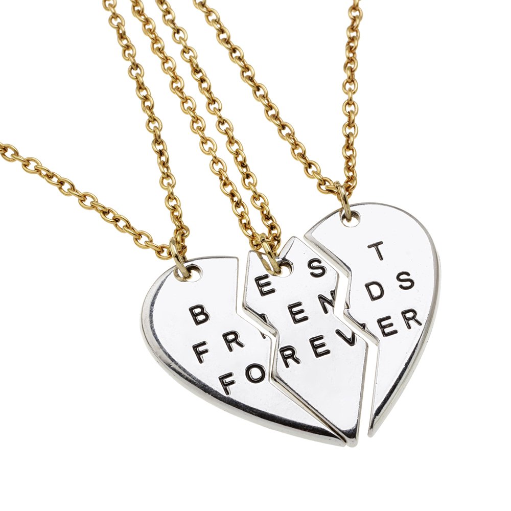 ISHOW 3 Parts Broken Heart Best Friends Forever BFF Gift Jewelry for