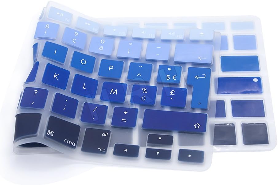 MMDW EU/UK French AZERTY Language Keyboard Cover for Macbook Pro 13 Inch,15 Inch(with or without Retina Display,2015 or Older Version) for Macbook Old Air 13 European/ISO Keyboard Silicone Skin - Image 4