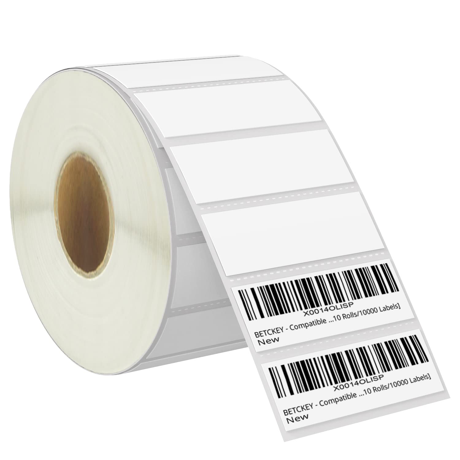 BETCKEY - 76mm x 25mm(3 in x 1 in) Barcode & Address Thermal Labels, 1375 Perforated Stickers per Roll Compatible with Zebra & More Printers [1 Roll/1375 Labels]