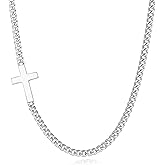 GAVU Stainless Steel Sideways Cross Necklace, Cross Necklace for Men 20"/22"/24"