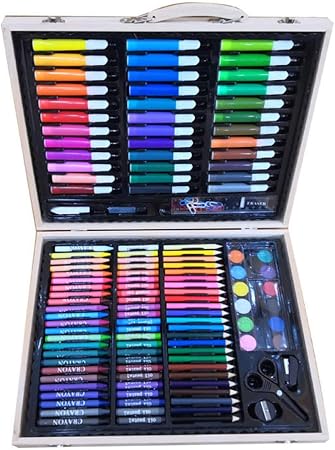 Set de pintura y dibujo, 150 piezas de madera, caja de regalo con pincel para niños,