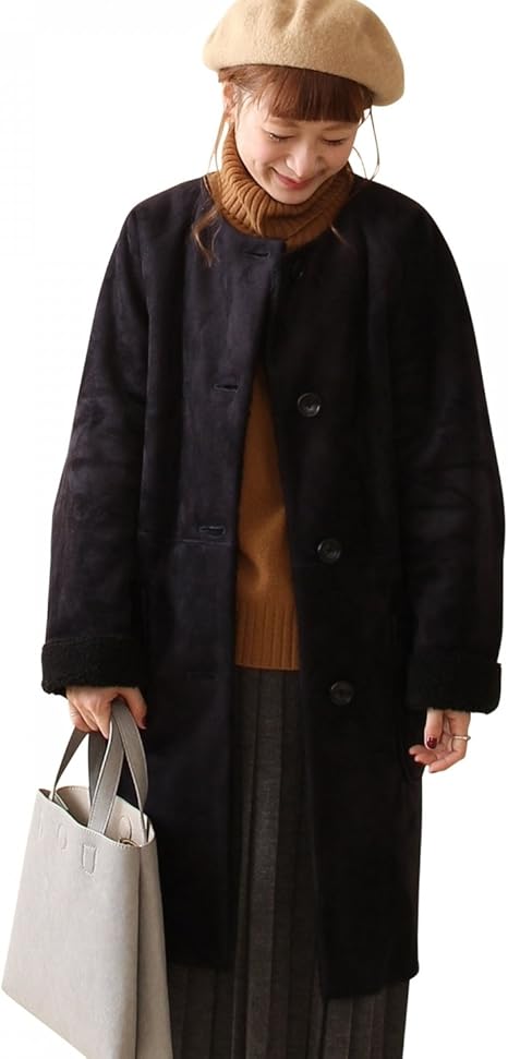 Amazon コーエン Coen フェイクムートンコート 79 Navy L コート ジャケット 通販