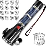 SINSEN Car Safety Hammer Flashlight, Tactical Emergency Rescue Tool, LED High Lumens Rechargeable Solar Powered Escape Kit, W