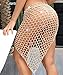Women Crochet Beach Cover up Fishnet Sarong Wrap with Shells Pailletes