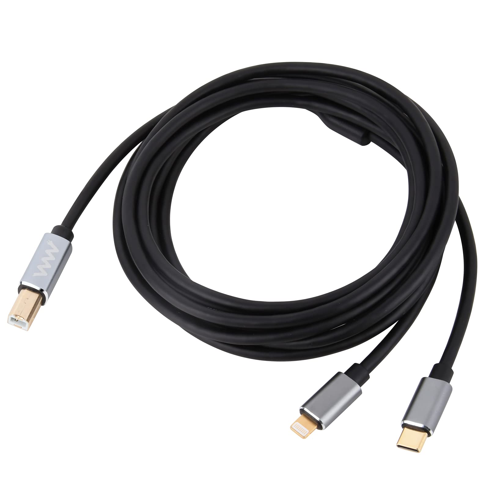 innov8 2-in-1 USB-C + 8 Pin to USB 2.0 Type B MIDI/Printer Cable for Electronic Musical Instruments 3m