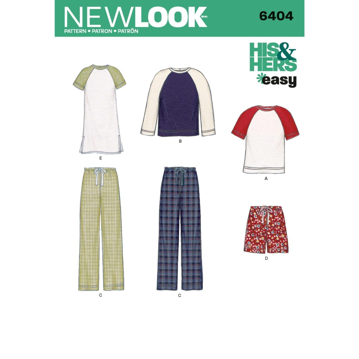 New Look Sewing Pattern 6404: Misses' and Men's Separates, Size, A