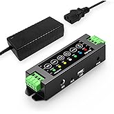 Herdio 4-Channel Amplifier Bluetooth 5.0 Amp Receiver 200W Power Output with 24V5A AC-DC Power Supply Wall Mounting,USB/MIC/AUX/TWS,for Home/Garage/Ceiling/Passive Speakers (40W Each Channel)