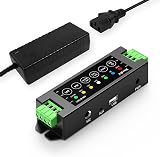 Herdio 4-Channel Amplifier Bluetooth 5.0 Amp Receiver 200W Power Output with 24V5A AC-DC Power Supply Wall Mounting,USB/MIC/AUX/TWS,for Home/Garage/Ceiling/Passive Speakers (40W Each Channel)