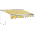 ADVANING Luxury Series, 12'x10' Electric Retractable Awning, Premium Quality Fully Assembled UV+ Sun Shade Canopy, Sunny Yellow Stripes, EA1210-A423H2