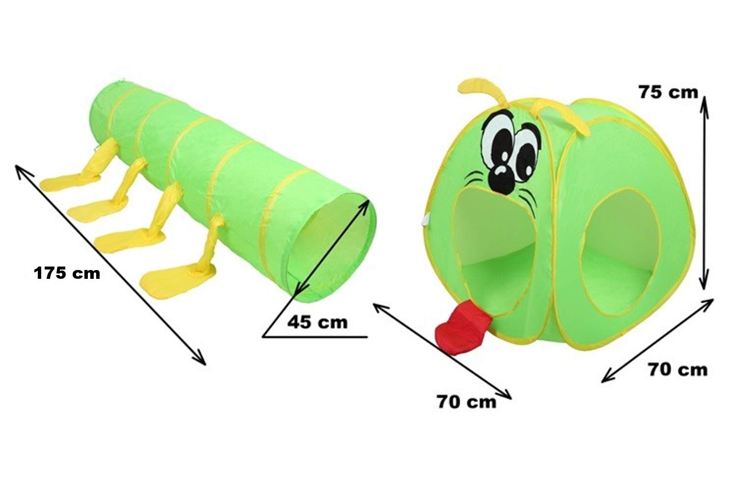 Big Mouth Caterpillar Tent 2pc Pop-up Children Play Tunnel Kids Discovery Station by POCO DIVO