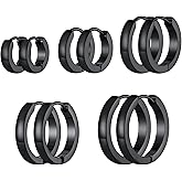 Classic 3/4/5 Pairs Small Hoop Earrings for Men Women Gold/Silver/Black Stainless Steel Huggie Hoop Earring Hypoallergenic Piercing Jewelry Set 7/9/12/14/16mm