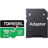 TOPESEL 128GB Micro SD Card microSDXC TF Card Flash Memory Card Up to 100MB/s, for Action Cameras, Drones, Smartphones and Ta