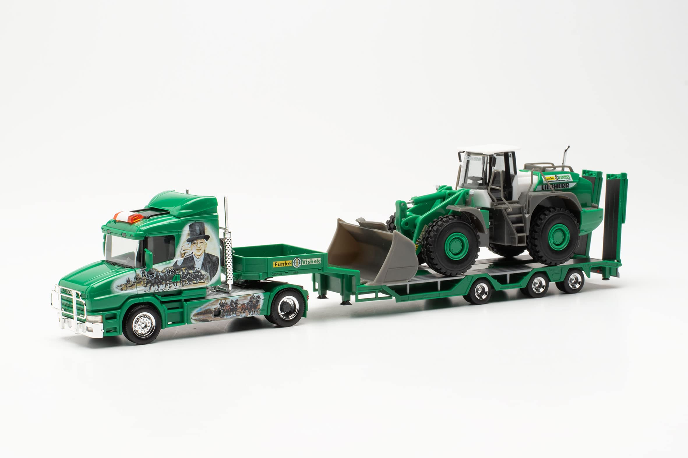 herpa truck model Scania 143 "H.E. PAYNE refrigerated semitrailer tractor, true to its original scale of 1:87, for diorama, model building, collector's item, decoration, Made in Germany, plastic