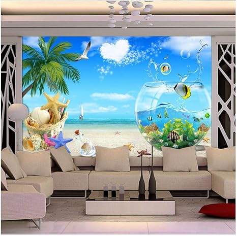 Gran pintura de pared personalizada 3D Creative Fish Tank Sea View Art