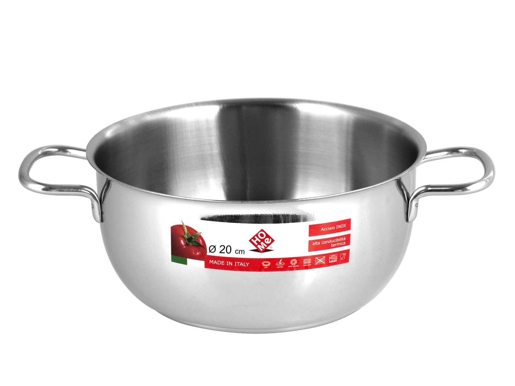 Home in Rhombo Saucepan Stainless Steel Two Handles Cm20 Cookware And Cooking Preparation, Stainless Steel, 20 cm