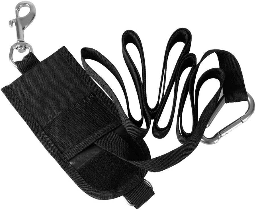 D Dolity Premium Black Nylon Technical Scuba Diving Diver Jon Line 1'' 7.2ft Webbing Strap & Pouch Snap Clip