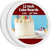 Cake Boards, 2Pack 12 Inch Round Cake Drum,White 1/4" Thick Cake Circles,Food-Grade Cardboard Cake Plate,for Cake DIY, Bread, Desserts, Dessert, Pizza Decorating &amp; Exhibition