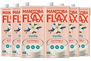 Manitoba Milling Company Vanilla Flax Beverage | Unsweetened | 3000mg ALA OMEGA-3 | 2 Tbsp Flaxseed per Serving | 4g Protein 