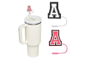 MAXBASE Letter Straw Cover for Stanley Cup 30＆40 oz, 2PCS Straw Topper for Stanley Tumbler, 10 mm Straw Cap for Stanley Accessories, Letter Personality Name ID Straw Lid for Stanley (A)