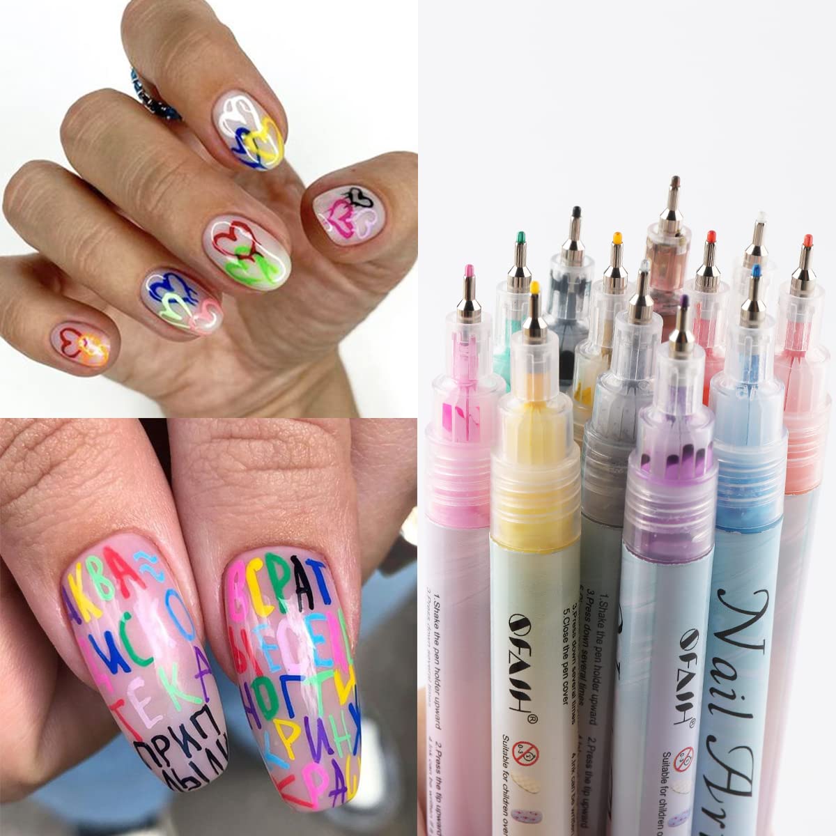 Fcozpjk Nail Art Graffiti Pen Set 12Pcs Waterproof Painting Marker Pen Black White Drawing Gel Liners Quick Dry Dotting Pen Nails Professional Material For Manicure